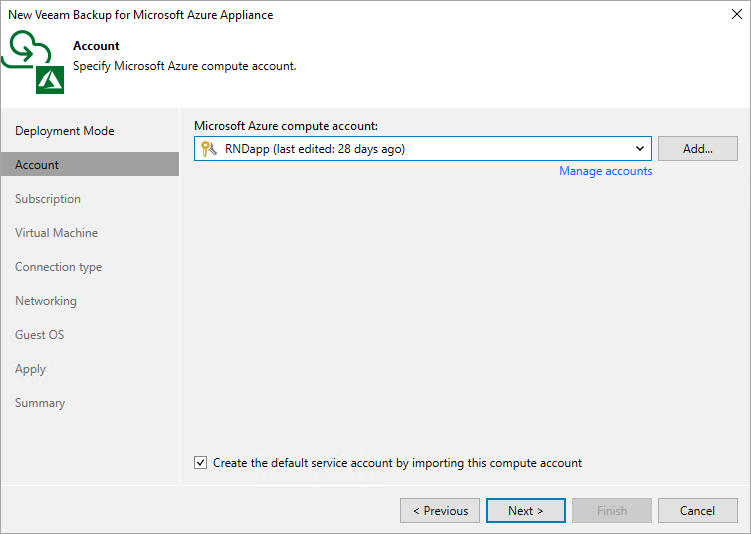 Step 3. Specify Microsoft Azure Compute Account Settings